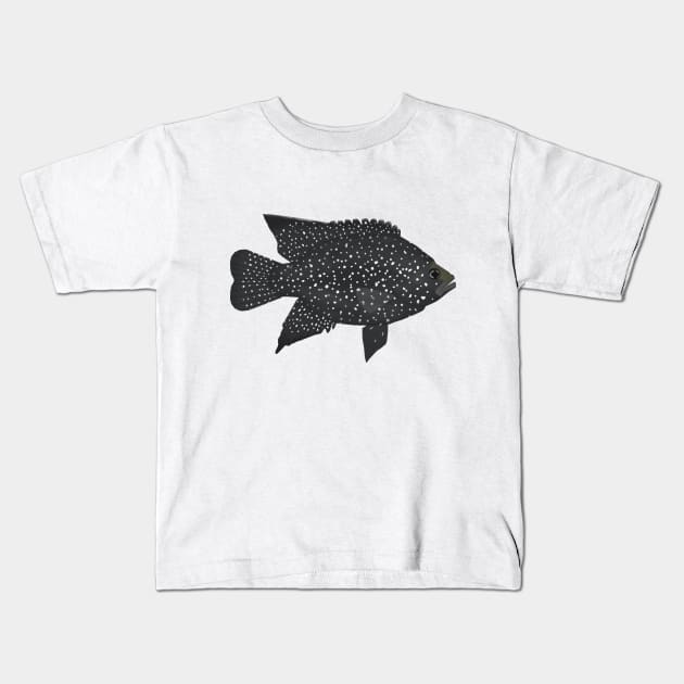 Black Diamond Cichlid Kids T-Shirt by FishFolkArt